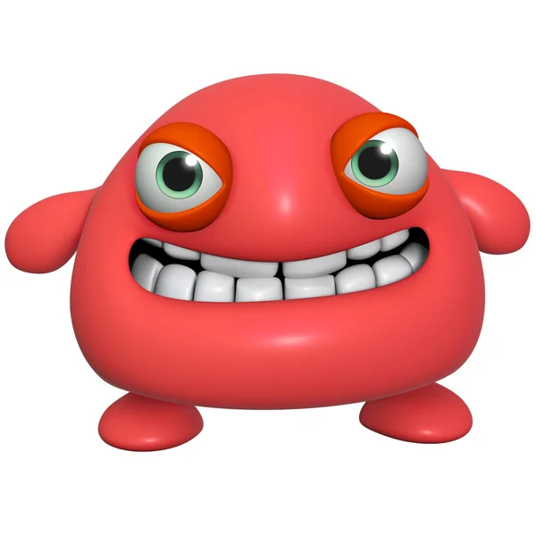 3d cartoon cute red monster — Stock Photo, Image