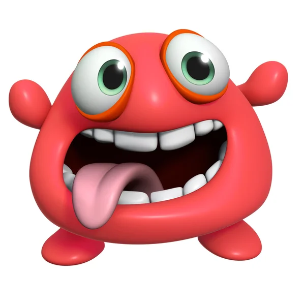 3d cartoon crazy red monster — Stock Photo, Image