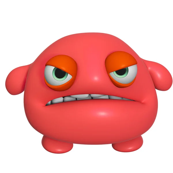 3d cartoon cute red monster — Stock Photo, Image