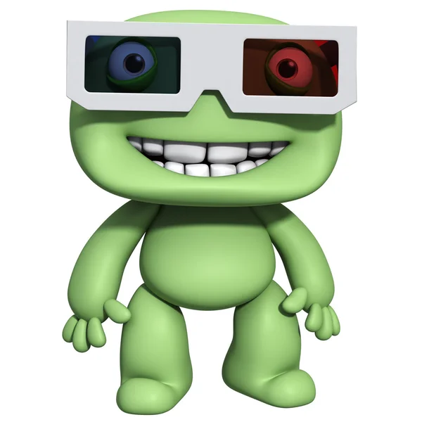 3d cartoon cute man with glasses — Stock Photo, Image