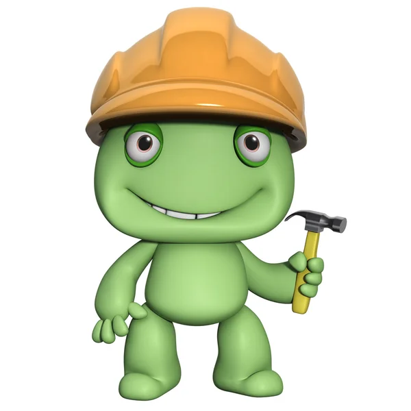 3d caricatura lindo constructor con casco — Foto de Stock