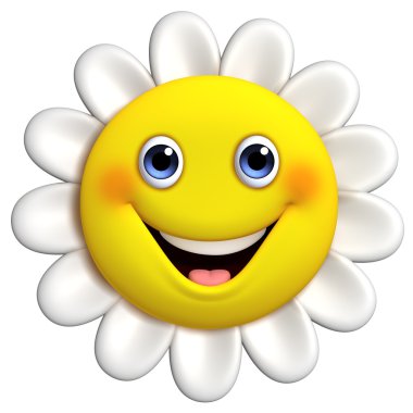 3D çizgi film sevimli çiçek