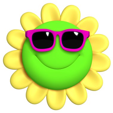 3D çizgi film sevimli çiçek