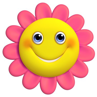 3D çizgi film sevimli çiçek