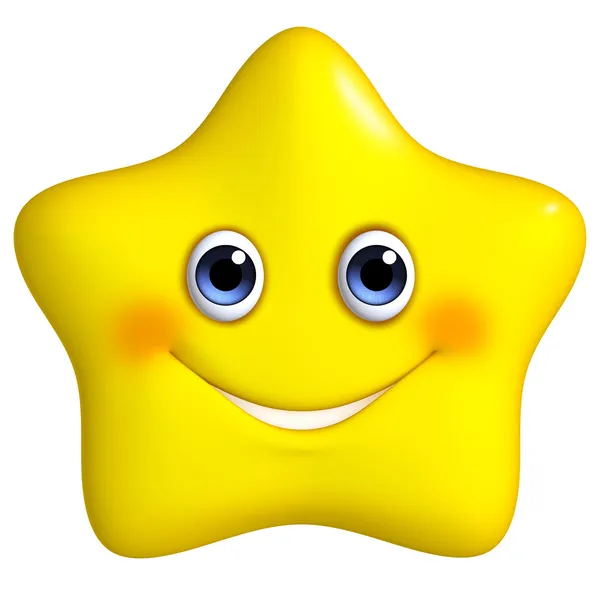 3d desenho animado estrela amarela — Fotografia de Stock