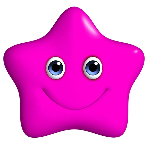 3D tecknad söta rosa stjärna — Stockfoto
