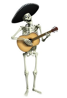 3D karikatür iskelet mariachi