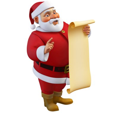 3D çizgi film bir rulo holding santa