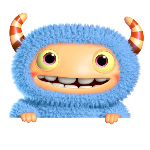 3d cartoon blaues monster — Stockfoto