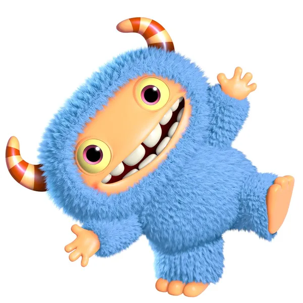 3D cartoon blauwe monster — Stockfoto