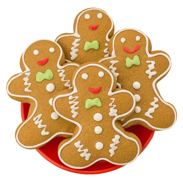 Gingerbread在白色背景下被隔离 自制的圣诞饼干 免版税图库图片