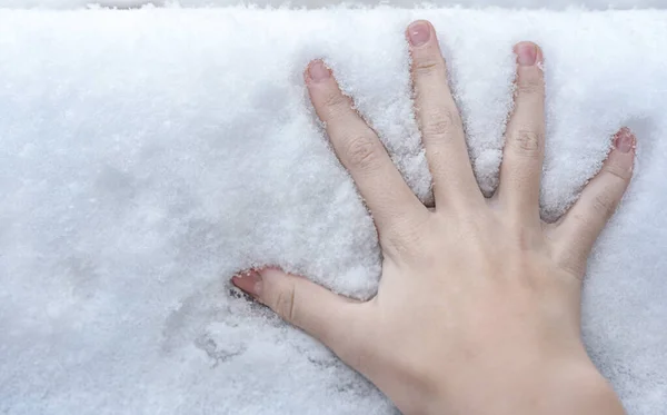 Hand Snow Background — стоковое фото