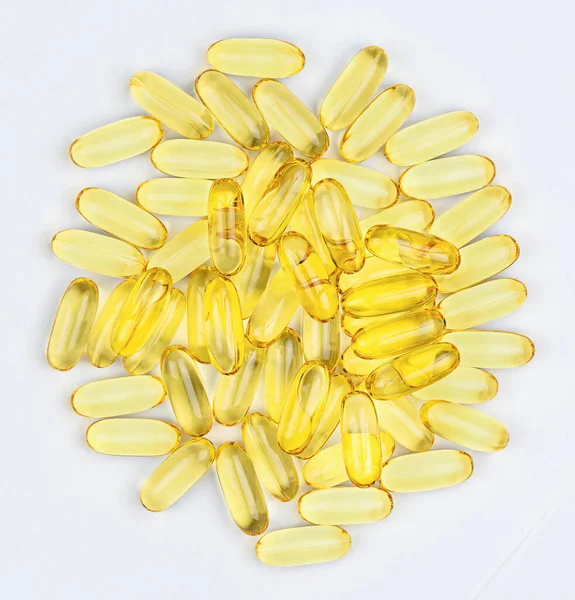 Heap Pills Fish Oil Capsules Top View — Stock Photo, Image
