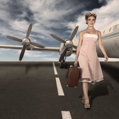 Vintage style classic stewardess portrait