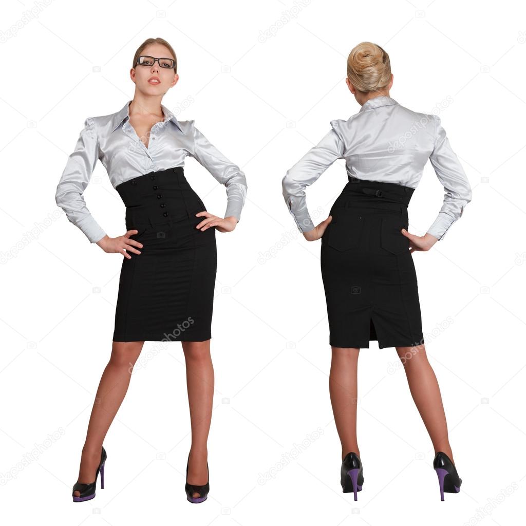 Two businesswoman - front and rear view