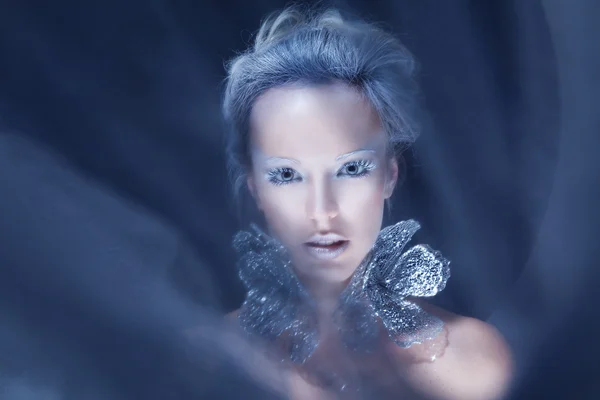 Fashion model with ice frost makeup — Stock Photo, Image