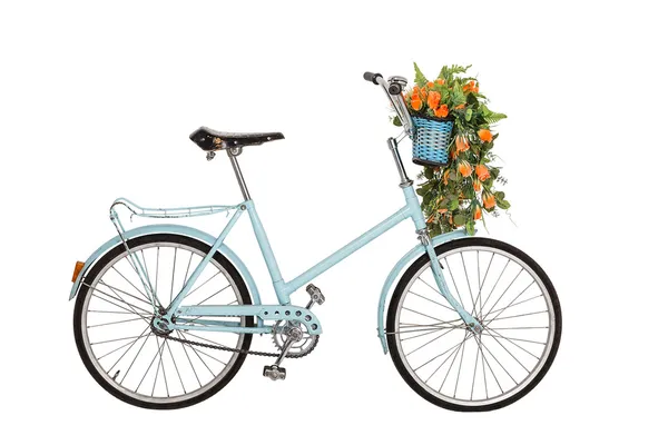 Vieux vélo rétro avec des fleurs — Photo
