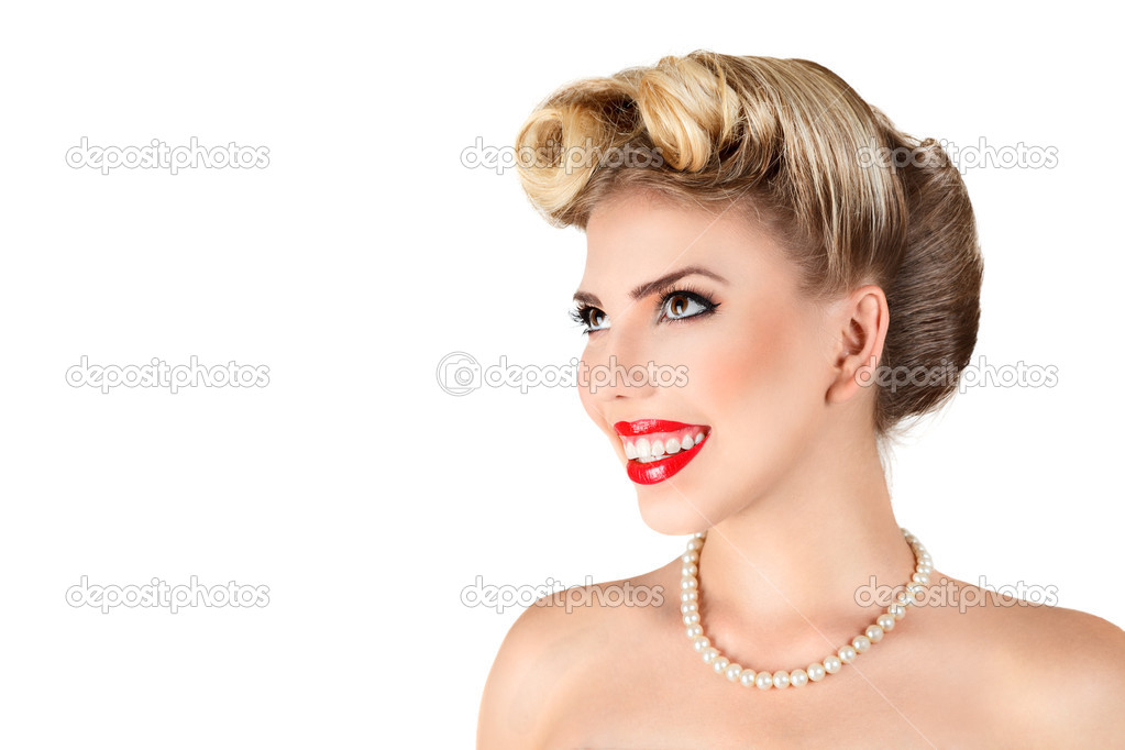 Young blonde woman with retro make-up