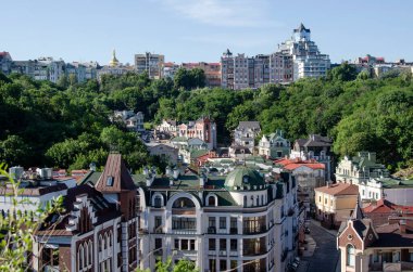 Panorama Yazı Ukrayna 'daki eski şehir Kyiv' in güzel manzarası