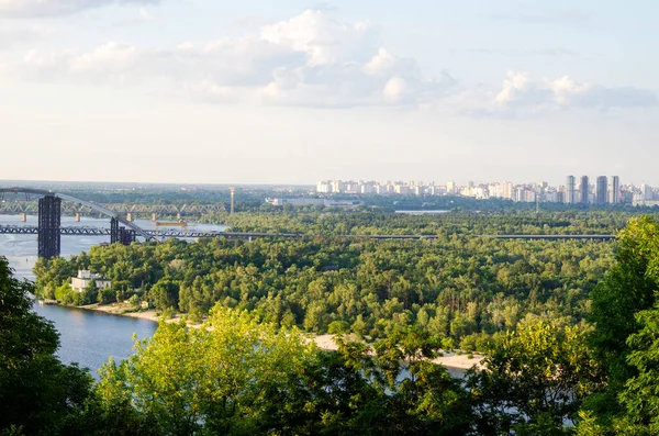 Panorama Été Belle Vue Sur Vieille Ville Kiev Ukraine — Photo