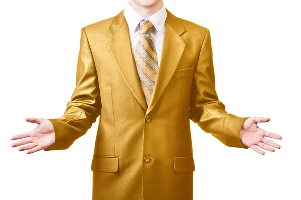 Empresário em terno dourado — Fotografia de Stock