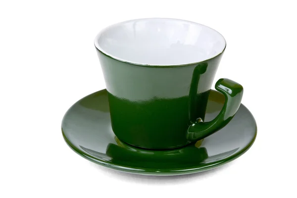 Kant shot van lege groene koffie beker — Stockfoto