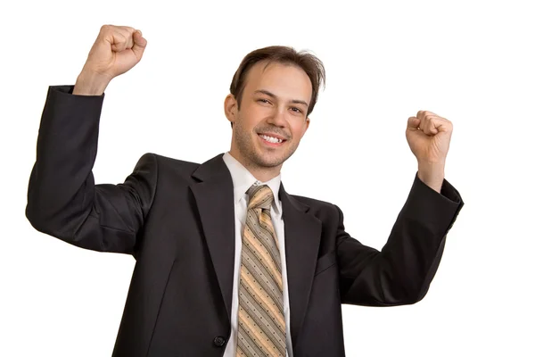 Empresário se alegra na vitória — Fotografia de Stock