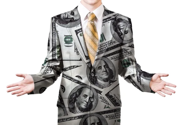 Businessman in dollar suit — Stock Photo, Image