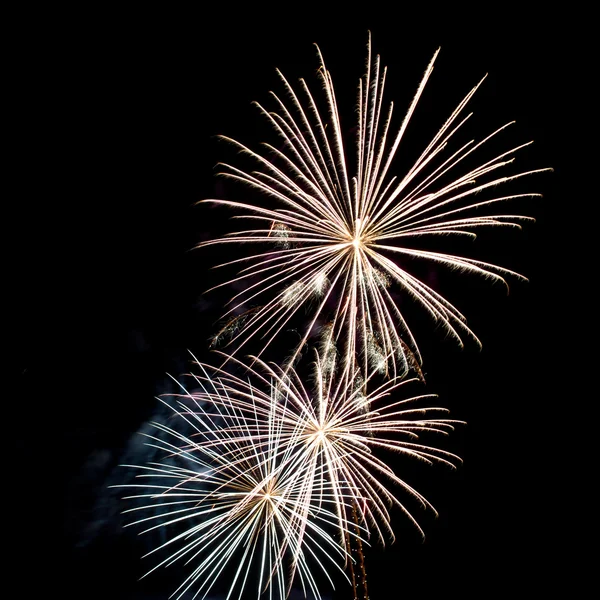 Vuurwerk op de zwarte lucht — Stockfoto