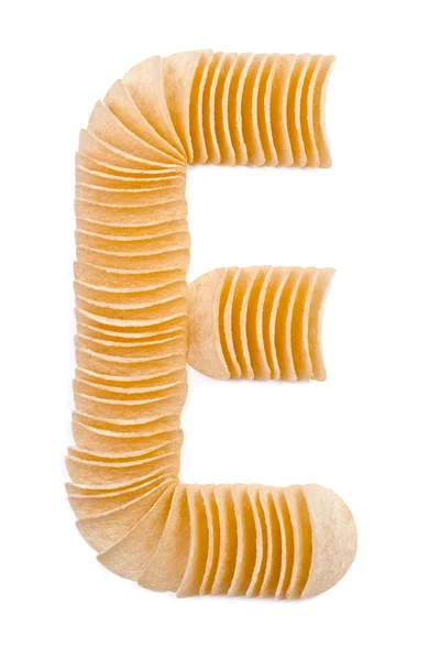 Letter E composed of chips — Stock Photo, Image