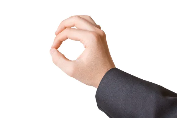 Männliche Hand zeigt O.K. Zeichen durch Finger — Stockfoto