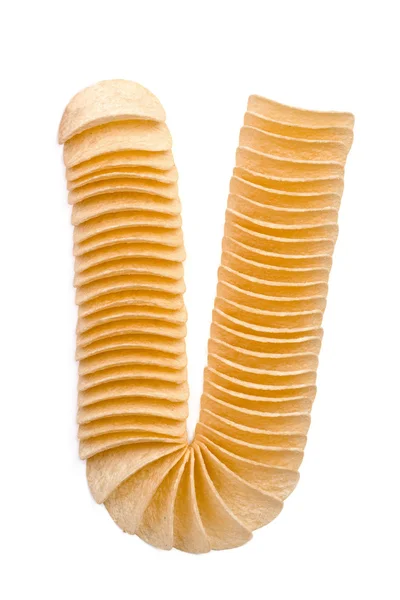 Buchstabe v bestehend aus Chips — Stockfoto