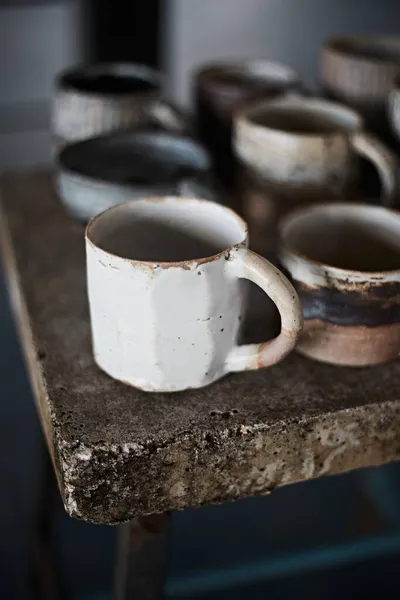 Keramik Kaffekopp Suddig Backgroun — Stockfoto