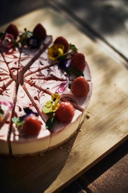 Selective Focus of Stawberry Cheese Cak