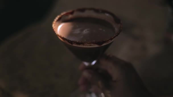 Copa Chocolate Caliente Sobre Mesa Madera — Vídeo de stock