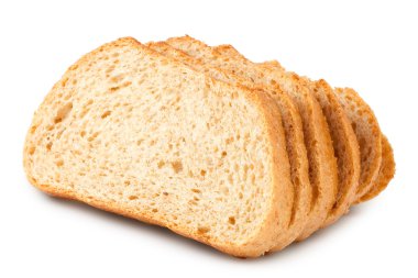 Beyaz arka plan üzerinde izole dilim kesilmiş ekmek