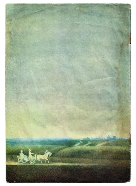 Полевое небо и карета ландшафтный гранж бумажный чехол с возрастом Мар — стоковое фото