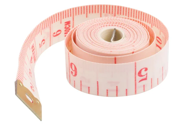 Pink measuring tape isolated on white background — Stock Photo, Image