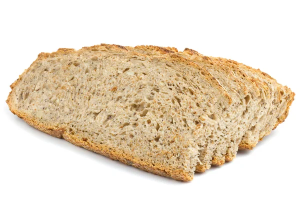 Beyaz arka plan üzerinde izole dilim kesilmiş ekmek — Stok fotoğraf