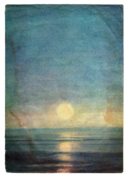 Paysage de la mer couverture de papier grunge avec des marques d'âge fond isola — Photo