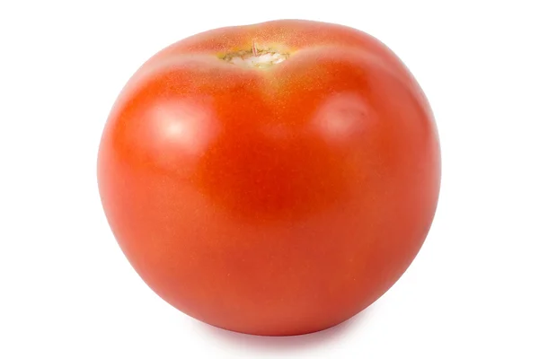 익은 토마토 한 개를 흰 배경에 따로 떼어 놓는다 — 스톡 사진