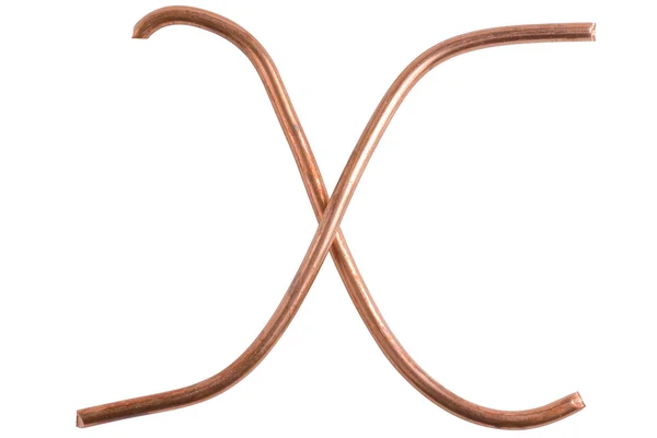 Fio de metal de cobre na forma de letra X, caligrafia moderna dos EUA — Fotografia de Stock