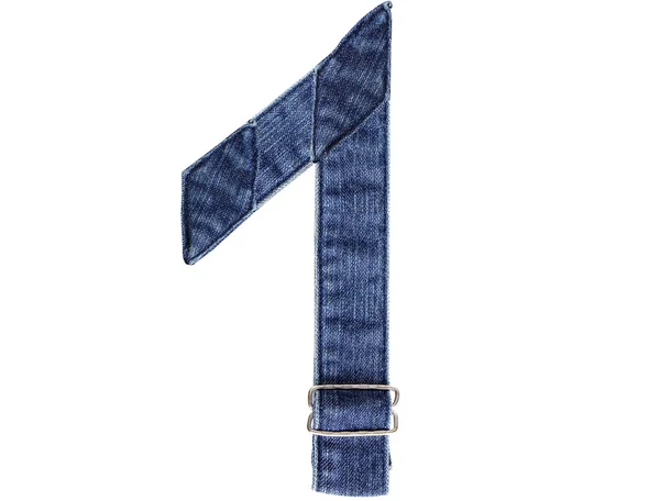 Jeans ceinture en de de l'alphabet américain anglais isolé sur blanc, num — Photo