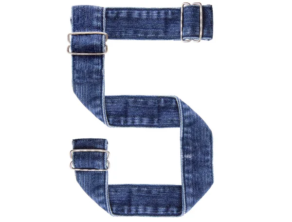 Jeans ceinture en de de l'alphabet américain anglais isolé sur blanc, num — Photo