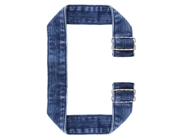 Jeans ceinture en de de l'alphabet américain anglais isolé sur blanc, laissez — Photo