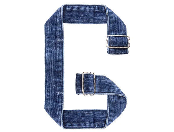 Jeans ceinture en de de l'alphabet américain anglais isolé sur blanc, laissez — Photo