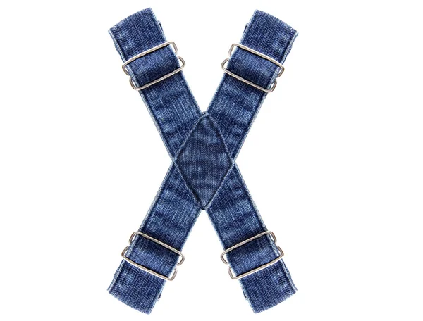 Jeans ceinture en de de l'alphabet américain anglais isolé sur blanc, laissez — Photo