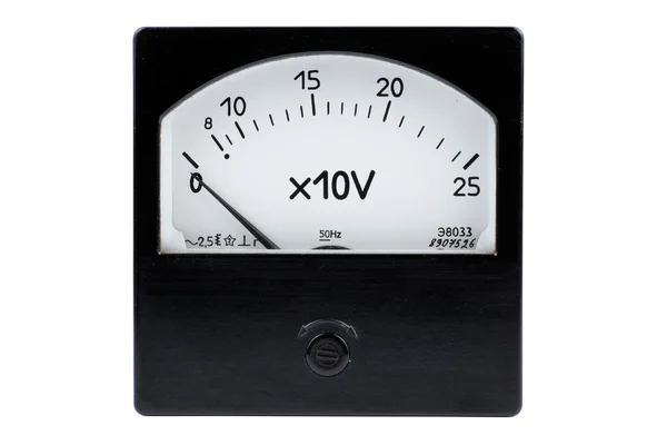 Vintage gamla voltmeter skala isolerad på vit — Stockfoto