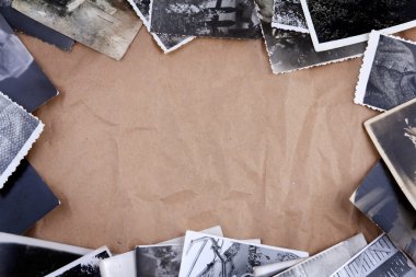 eski fotoğrafları yapılmış kare kahverengi kağıt backgrou ambalaj buruşuk