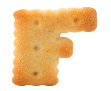 beyaz izole harfi f cracker alfabesi